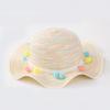 Children Wide Brim Straw Beach Cap Lovely Colorful Hairball Decoration Sunscreen Sun Hat