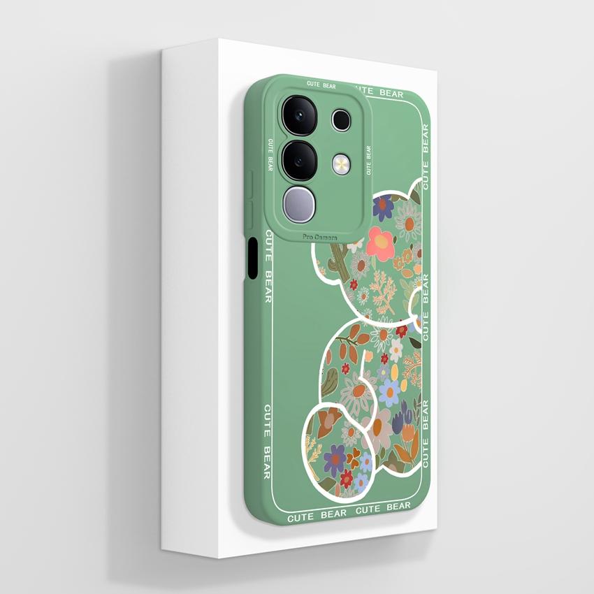 For Vivo T4x T2x T1x V27 V23 Pro V21 V21E V23 V23E V25 V25E V27E Y19E IQOO Z10X Phone Cover Cute Avocado Pattern Liquid Silicone Shell For Vivo Casing