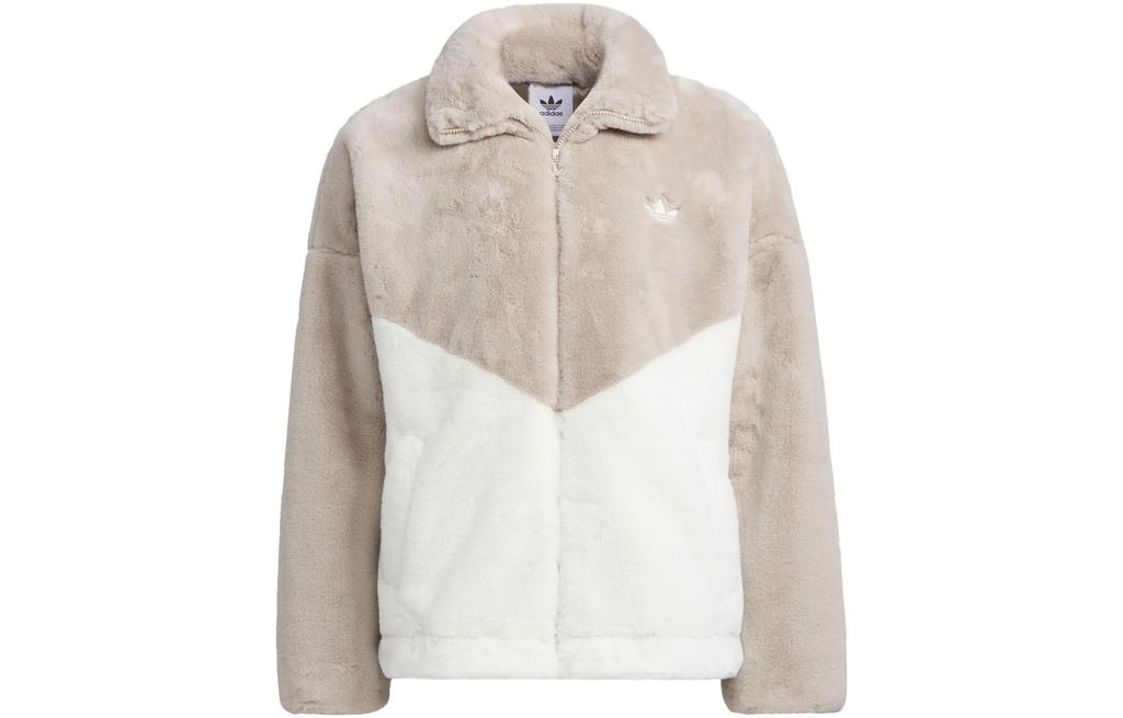 Adidas Originals Trefoil Sportswear Jacket Multicolor Logo Label Thickened And Fleece Lined Jacket Unisex Taupe IN0982