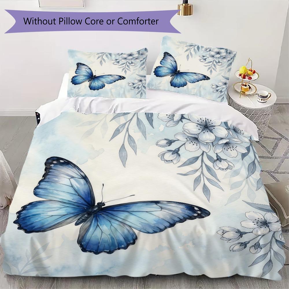Watercolor Flora Pattern Bedding uilt Set uilt Cover Pillowcase Home Decoration Birthday Gift (1 * duvet cover + 2 * pillowcase without core)