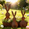 3 Stück Metall-Gartenstecker Ostern, Rostige 2D-Flachbodenstecker, Einfach einzustecken, Feiertagsdekoration für Hof & Blumenbeet, Gartendekorationen