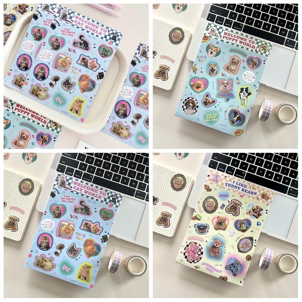 2pcs Animals Cat Cartoon Stickers Paper Cat DIY Decals Cartoon Animals Sticker  Toys