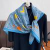 Luxury 90*90cm Square Women Silk Scarf Abstract Striped Print Design Hijabs Female Neckerchief Scarves Wrap Headband Bandana