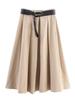 Autumn 2025 Women's Pleated Cloak Midi Skirt with Belt