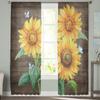 Farm Flower Sunflower Butterfly Tulle Curtain Voile Transparent Tulle for Bedroom Living Room Kitchen Sheer Window Curtains