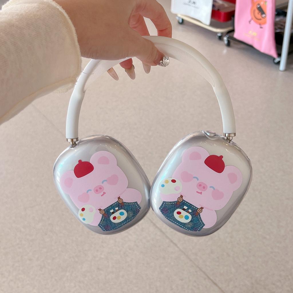 Cartoon Cute Pink Pig for AirPods Max Protective Cover Apple Headgear Earmuffs Earphone Case Tpu