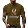Men's Funny Animal Saying Print Vintage T-Shirt, Loose Breathable Summer Casual Top
