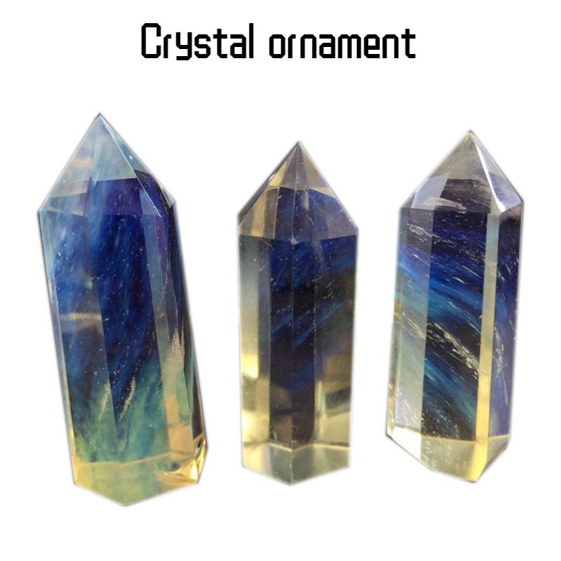 Modern Minimalistisk Kristallinredning Gul Smältande Sten Enkel Spets Sexkantigt Prisma