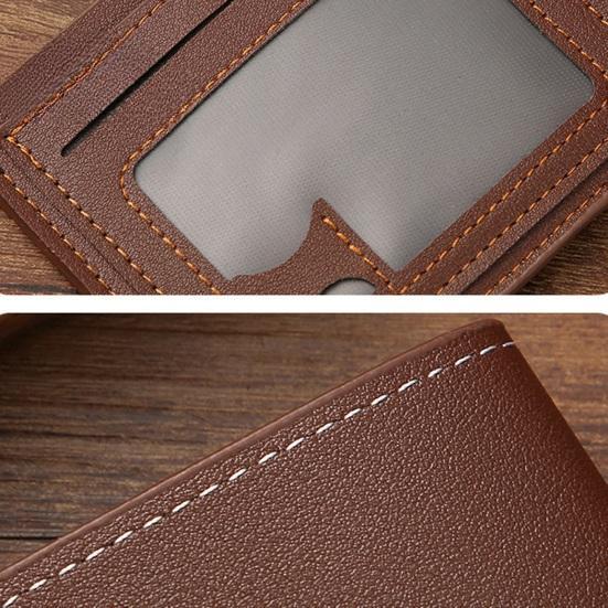 Men Wallet Faux Leather Solid Color Vintage Large Capacity Multi Pockets Portable Foldable Coin Changes Storage Purse Card Adult Sex Wear CLE