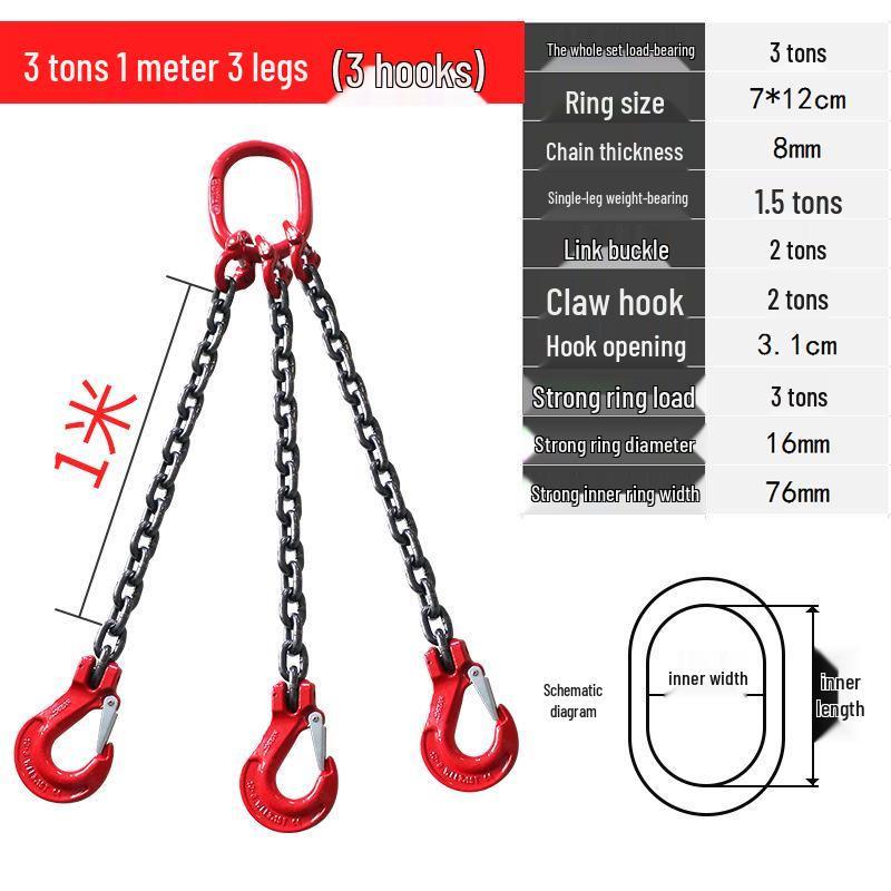Complete Lifting Chain Sling with Hooks for Mining and Rigging