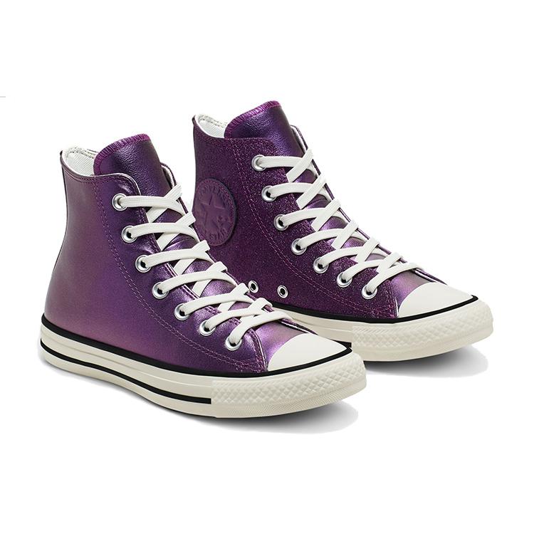 Converse Shiny Metals Chuck Taylor All StarHigh Top Leather Purple Women's 565824C