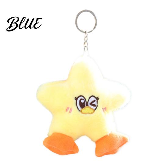 Fashionable Duck Decoration Star Plush Keychain, Soft Stuffed Animal Pendant with Embroidered Face, Plushie Bag Charm for Kids Cute Cartoon Backpack,