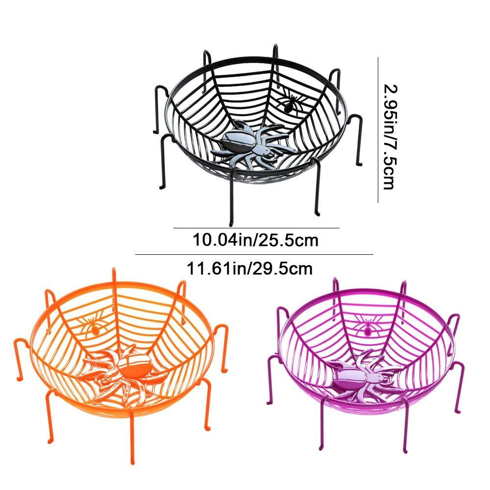 Drain Spider Web Fruit Plate Black/Orange Halloween Fruit Serving Tray  Party