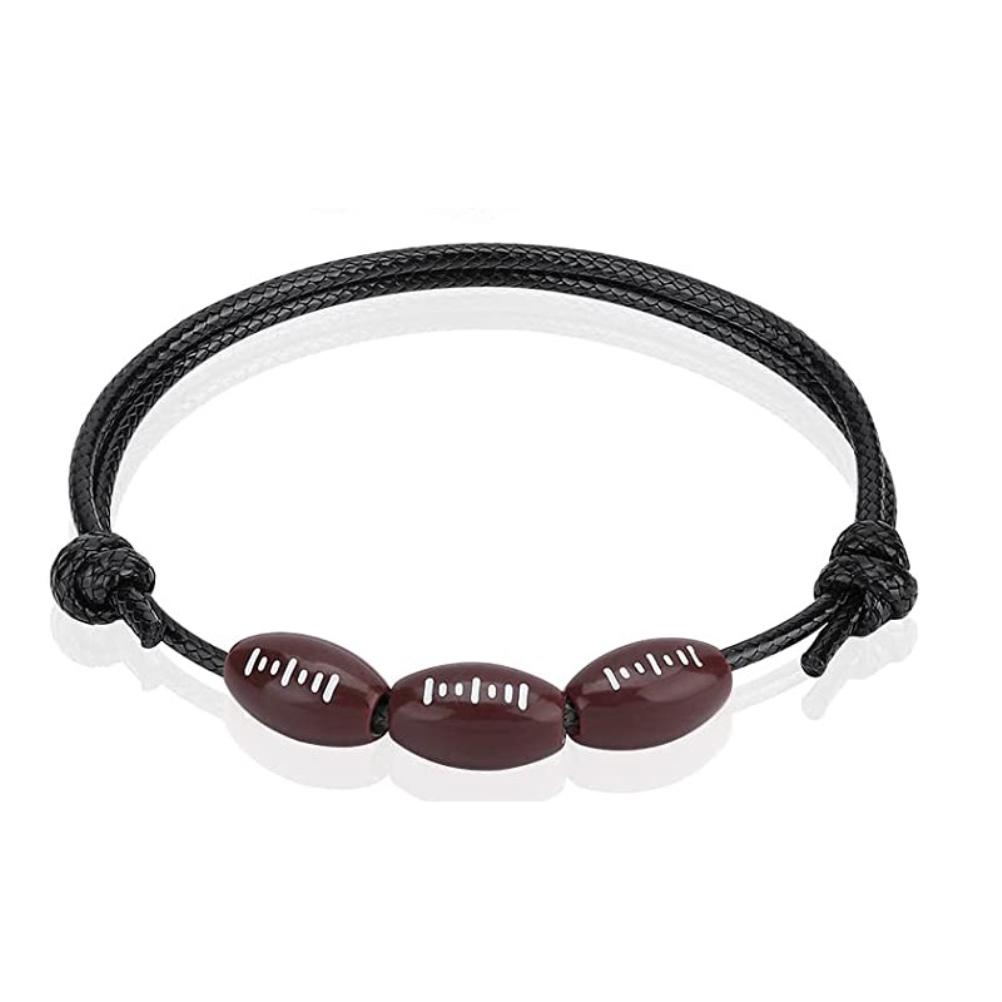 20Pcs Sports Ball Bracelets Soccer Baseball Rugby Beads Bracelets Adjustable Wax Cord Inspirational Sports Ball