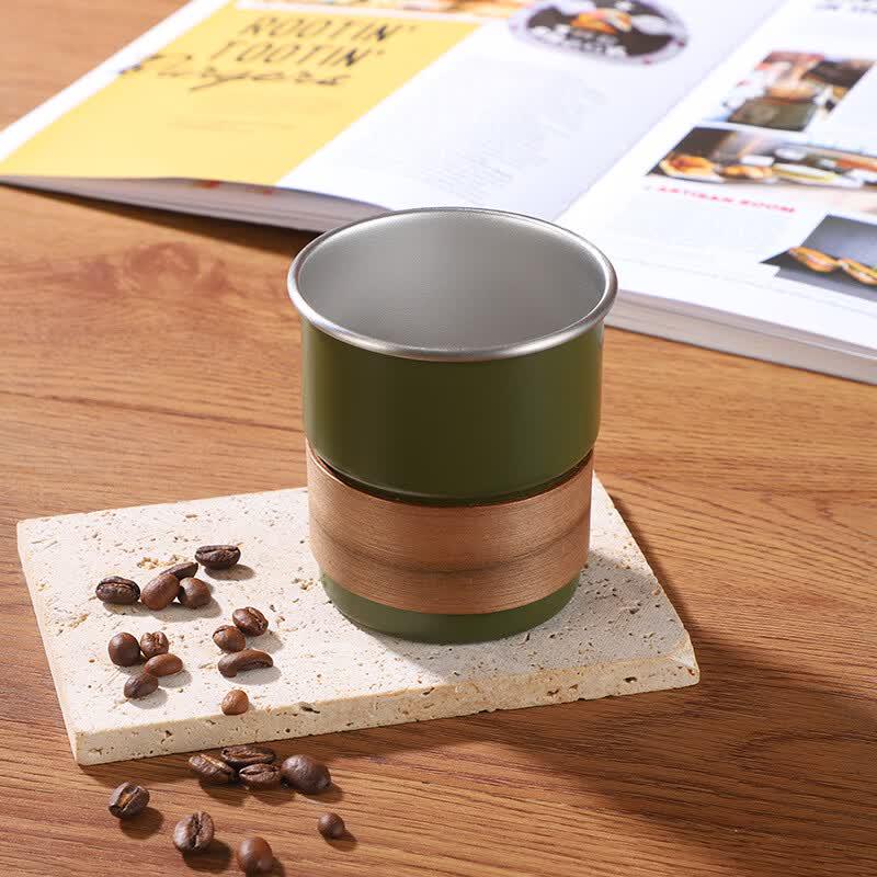 Changqi 304 Stainless Steel Portable Camping Coffee Cup with Wood Sleeve (2-Pack)