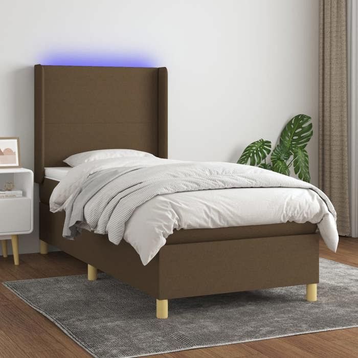 VidaXL Sommier à Lattes de Lit avec Matelas et LED, Lit Rembourré, Lit Simple, Lit Adulte de Chambre à Coucher Intérieur, 3138696