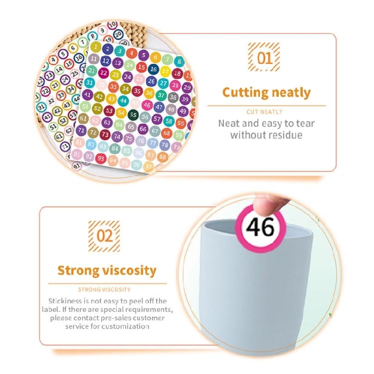 10 Sheets Consecutive Number Sticker 1-100 Round Colored Small Adhesive Labels for Efficient Home and Office Management