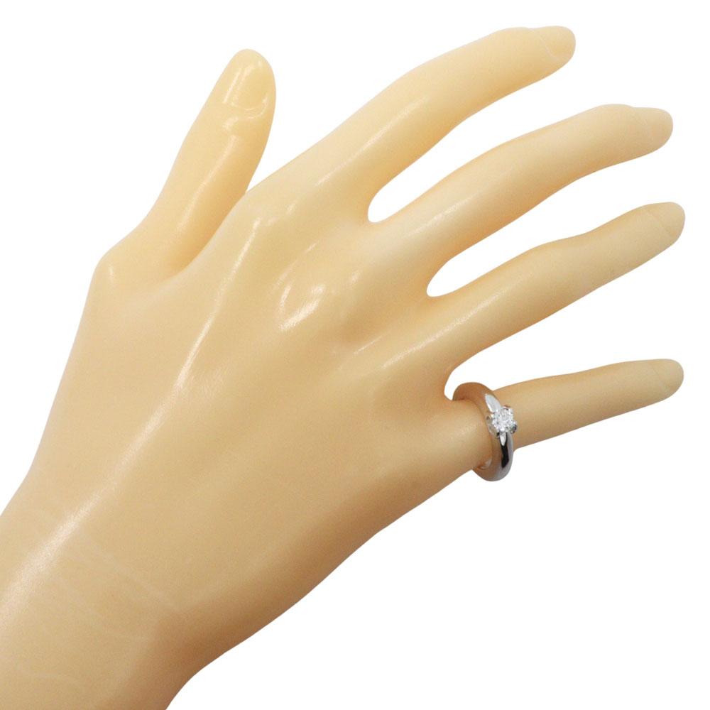 Cartier C Do Solitaire Ring K18 White Gold/diamond #3.7(US Size) 7.5g Women Used