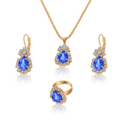 Set di Gioielli da Sposa Goccia d'Acqua Diamanti Pieni: Collana, orecchini e anello