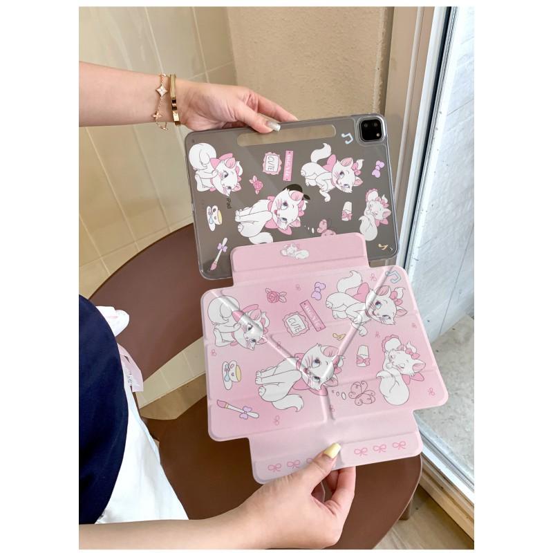 Korean Style Cat IPad Pro Case With Stand Function Side-Flip Cover Air 7 10th Gen Mini 6 Detachable Design PC