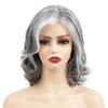 Synthetic Black Gray Wigs Natural Shoulder Length Wave Hair for Women Cosplay Daily Use Heat Resistant Fibre
