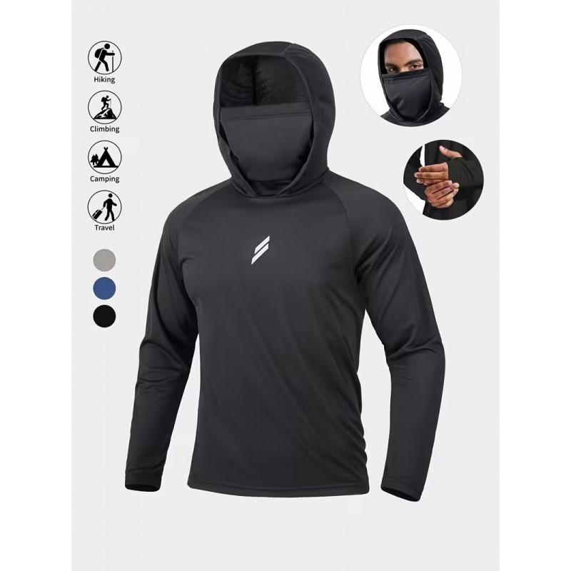 Mens UPF 50 Quick-Dry Hooded Sun Protection Fishing Jacket Outdoor Lightweight