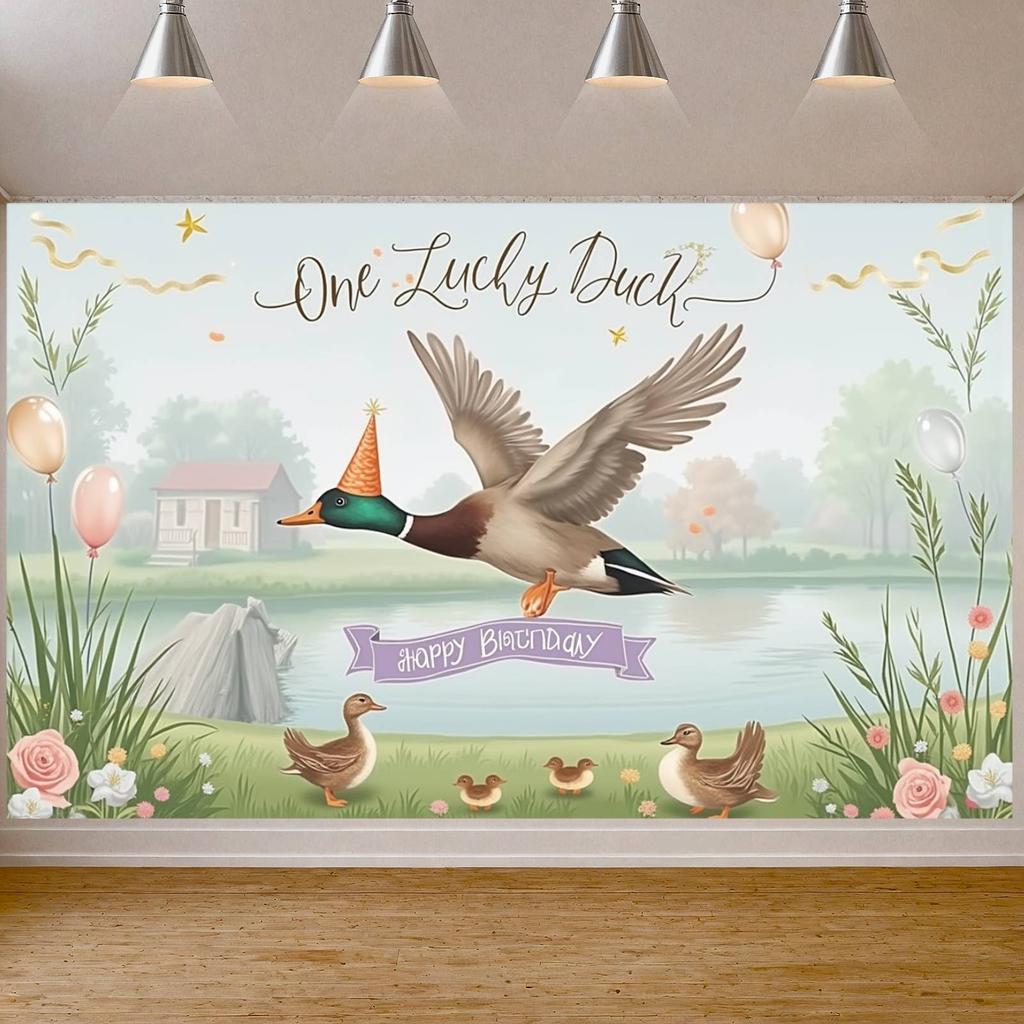 Geburtstagsfeier Kulisse Bauernhoftier Motiv One Lucky Duck Banner Rustikale Party Dekoration Ballon Akzent Für Geburtstag 1.