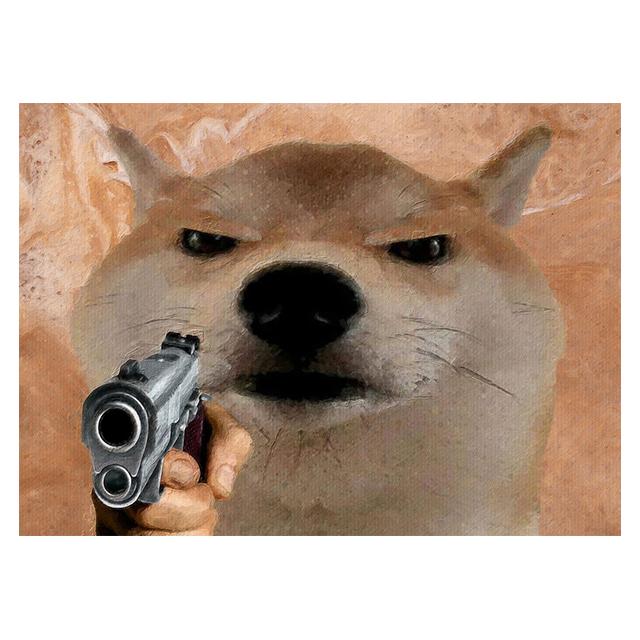 

Abstract Animal Dog Spoof Pistol Funny Prints Poster Canvas Painting Modern Wall Art Pictures For Living Room Bedroom Home Decor 21x30cm No Framed