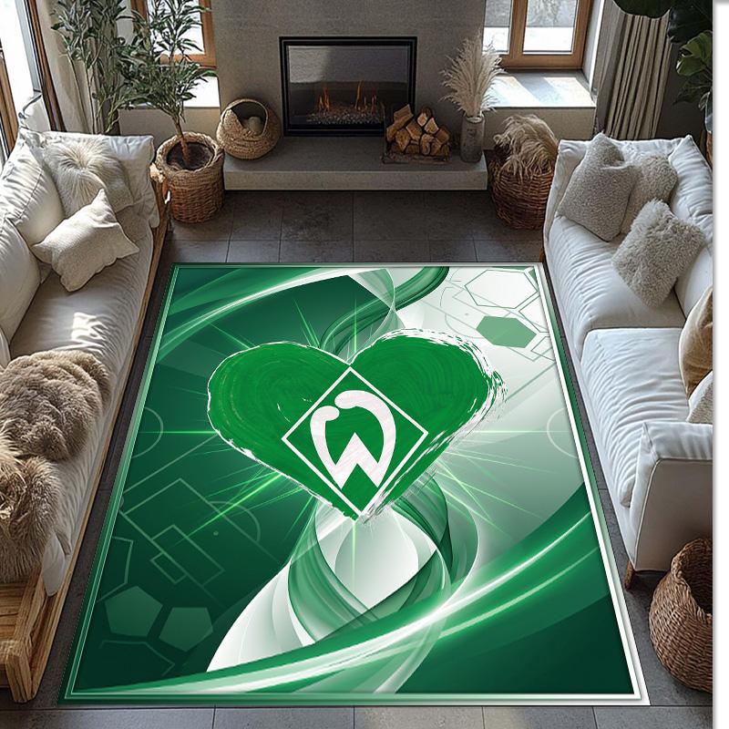 Tappeto in Velluto di Cristallo con Stampa Calcio Werder Bremen, Comodo Assorbente d'Acqua Antiscivolo Tappeto per Pavimenti Interni