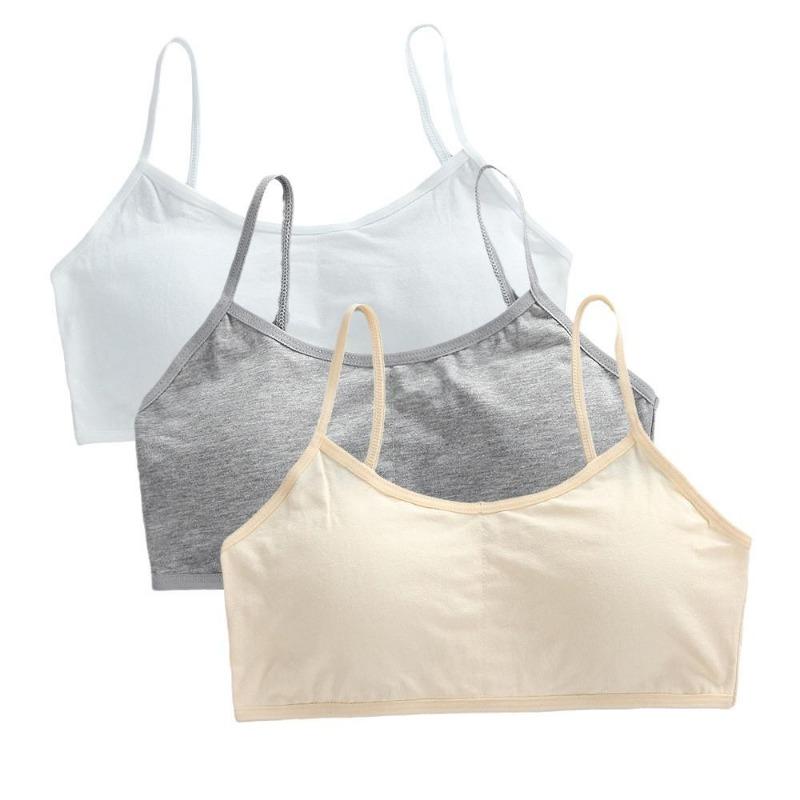 3pcs 8-16 Girls' Underwear Teenage Girls Small Bras Young Children Underwears Student Girls Wireless Solid Underclothes Kids Sports Training Bra Vest