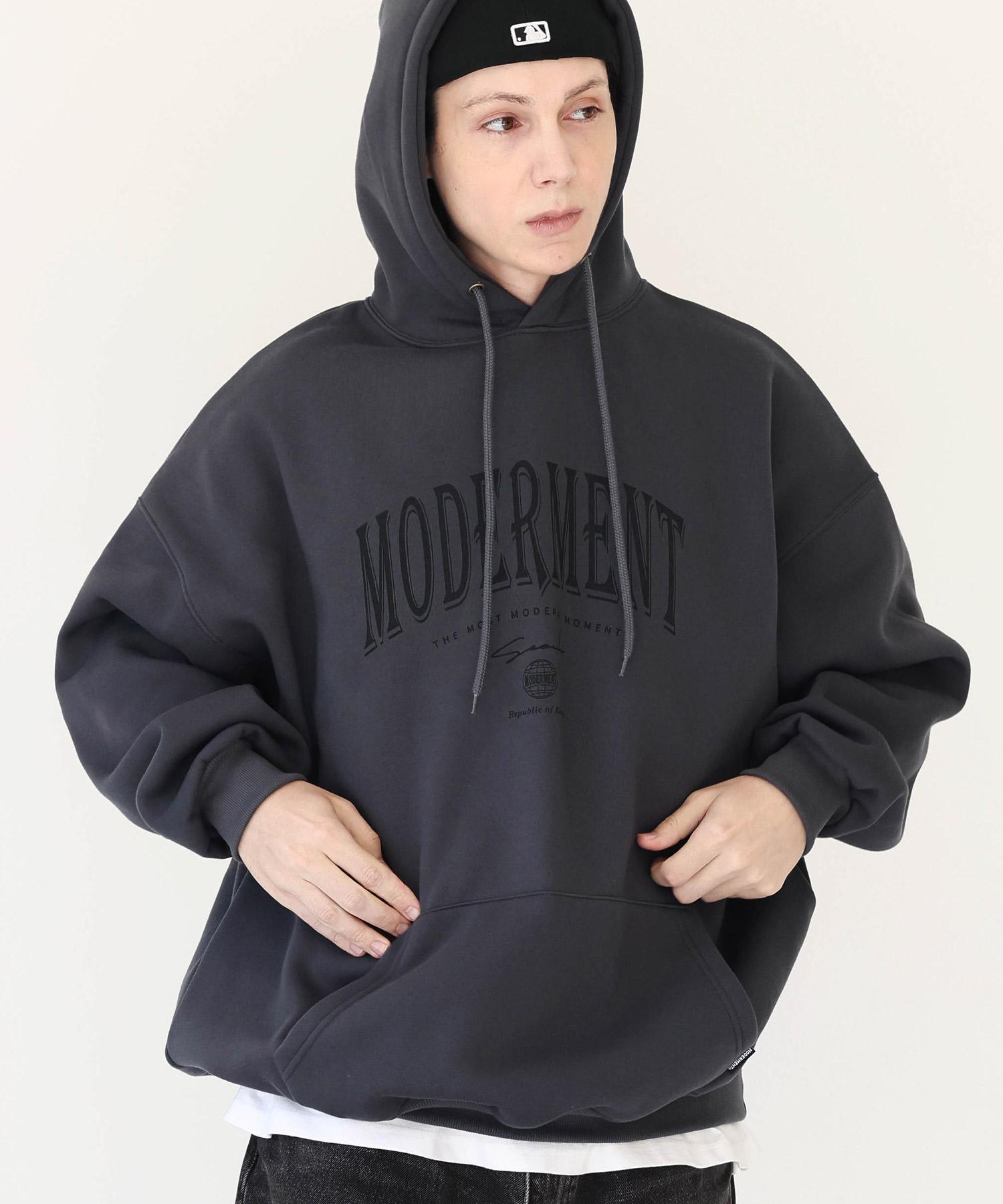 Modermoment Arch Logo Oversized Hoodie [Charcoal] Black/1 Size