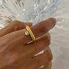 Yori Chic Unique Stainless Steel Cubic Zirconia Ring Water Resistant 18K PVD Plated Simple Sleek Metal Fashion Jewelry Bijoux