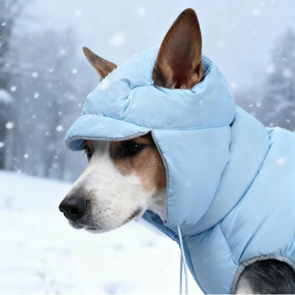 Fashion Warm Dog Down Jacket Thickened Adjustable Windproof Dog Jacket with Ear Hole Comfortable Dog Hood Coat Winter Season