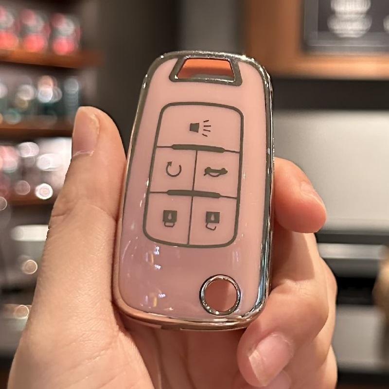 

Чехол для ключей от машины, чехол-брелок для Chevrolet Chevy GMC Buick Encore Terrain Malibu Camaro Cruze Impala Equinox Volt Spark Sonic розовый