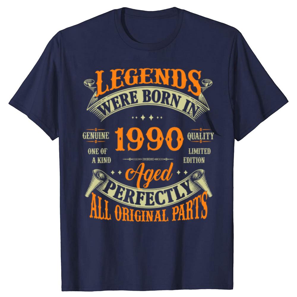 34th Birthday Tee Vintage Legends Born In 1990 34 Years Old T Shirts Graphic Cotton Streetwear Short Sleeve Gifts Summer T-shirt
