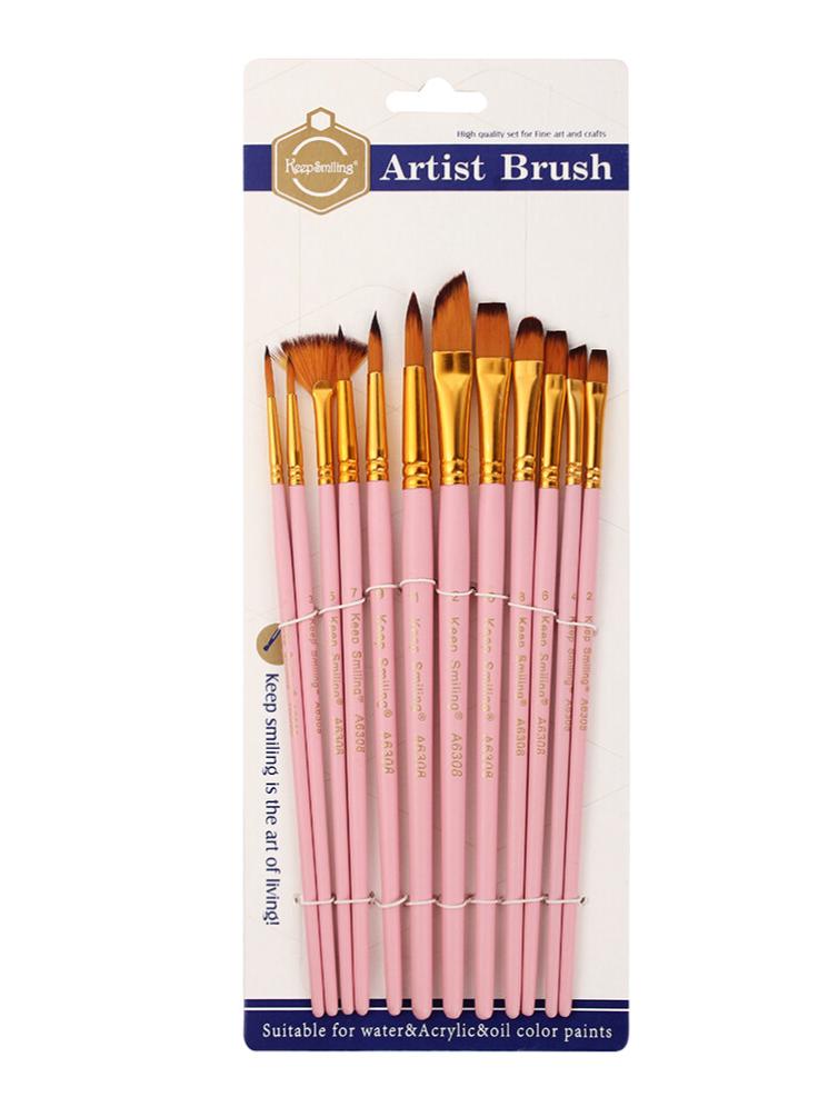 12-Piece Acrylic, Watercolor, and Oil Paint Brush Set – No Shed, Includes 13 Gouache Brushes