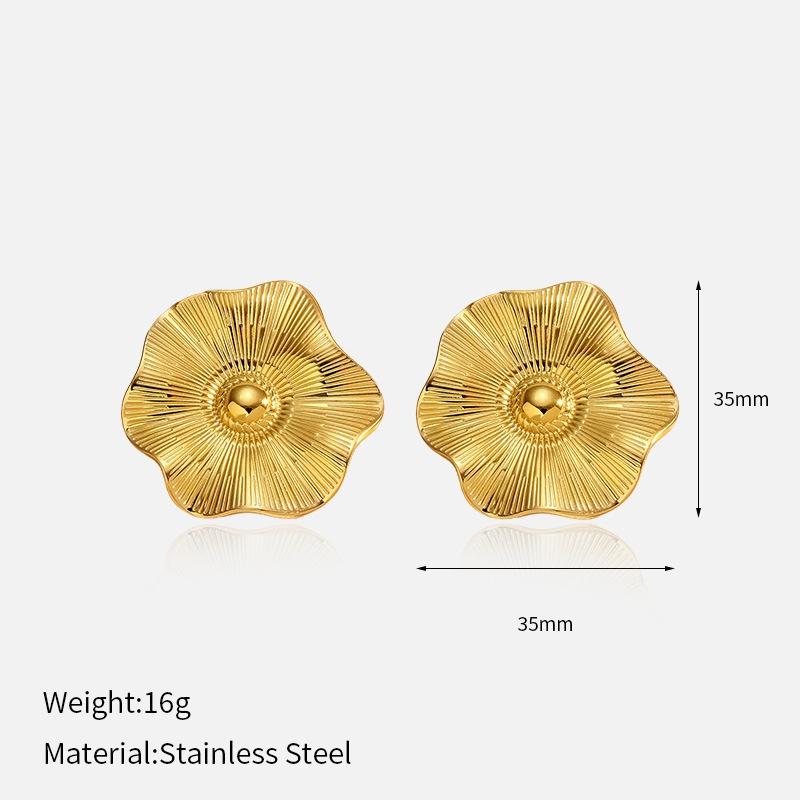 Fashion Classic Geometric Texture Leaf Flower Earrings Trendy Stainless Steel Stud Earrings  Daily Wear Party Gift Woman