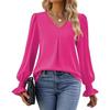 V-neck Pullover Chiffon Shirts Flared Long-sleeved Women's Blouses & Shirts