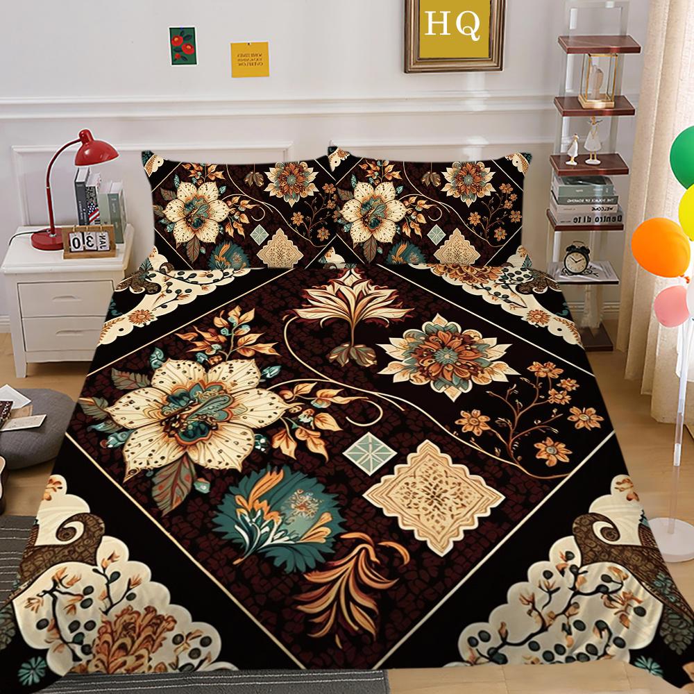 Set Biancheria da Letto Matrimoniale Alta Qualità Fiori Stampa 3D Copriletto Donna Decorazione Camera da Letto