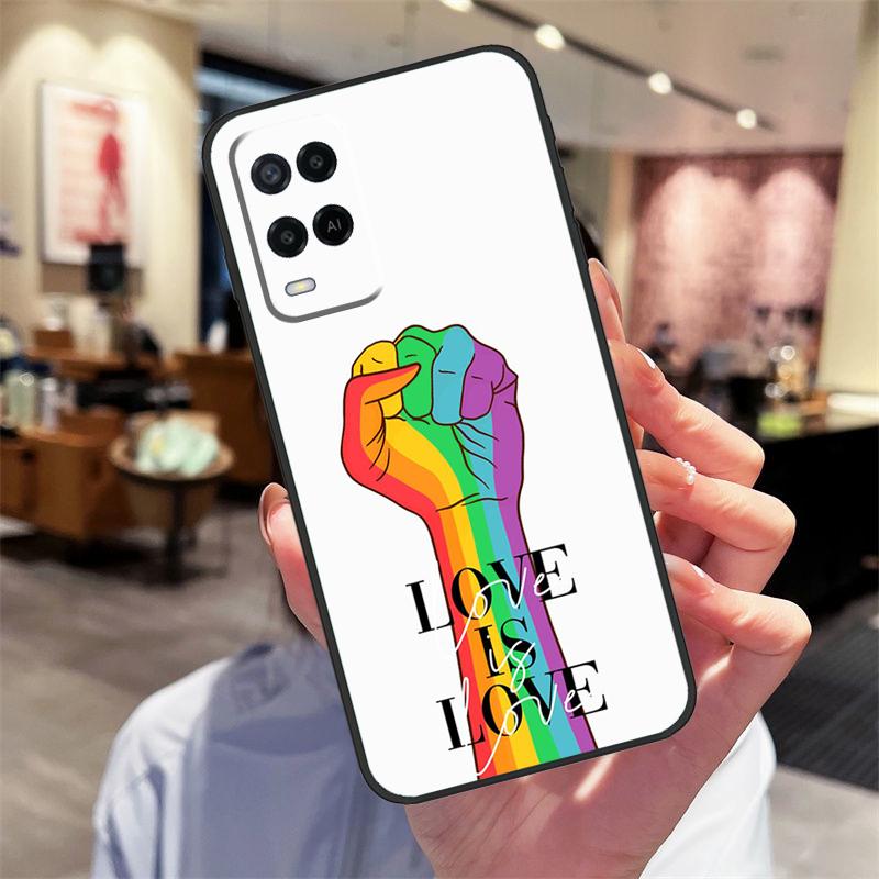 Rainbow Gay LGBT Finger Case For Oppo A94 A74 A54 A18 A38 A58 A78 A98 A40 A60 A80 A16 A76 A96 A15 A17 A77 A57S Cover