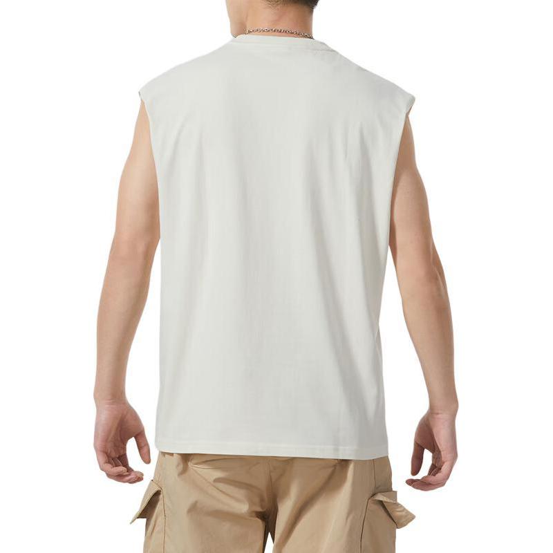 Puma Solid Color Running Training Fitness Comfortable Breathable Casual Crew Neck Vest Men tops Beige 538602-65