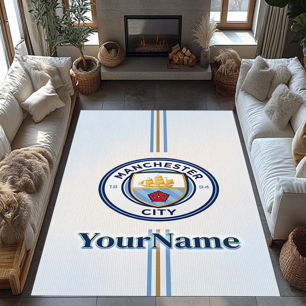 Manchester City Personalized Name Carpet Suitable for Balcony Game Room Outdoor Kitchen Antislip Carpet Decorate Offices