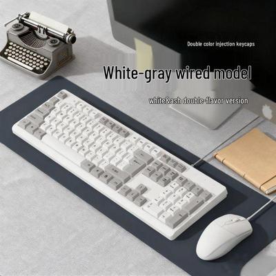 USB Wired Keyboard and Mouse Set: Stylish Double Color Design for Home or Office Use