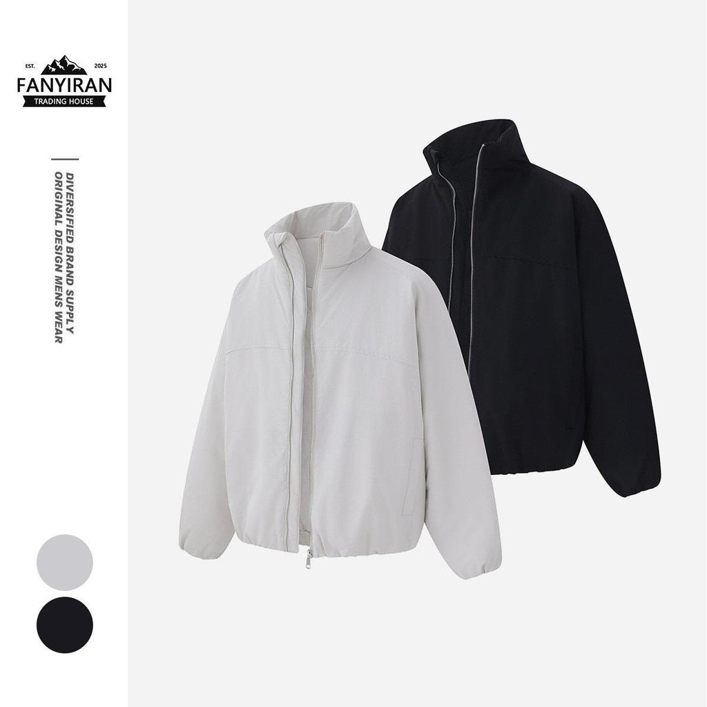 FORN3 Herren Trendige Stehkragen Winterjacke N1717 - Warm, Locker geschnitten, Arbeitskleidungs-Stil.