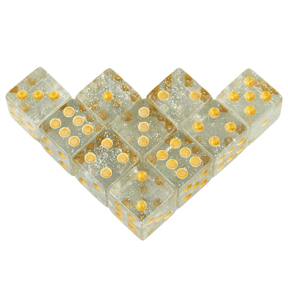 6 Sided Glittering Dice Collection for Tabletop Game Gambling Entertainment Party-16mm Square Corner D6 Dice with Standard Dots