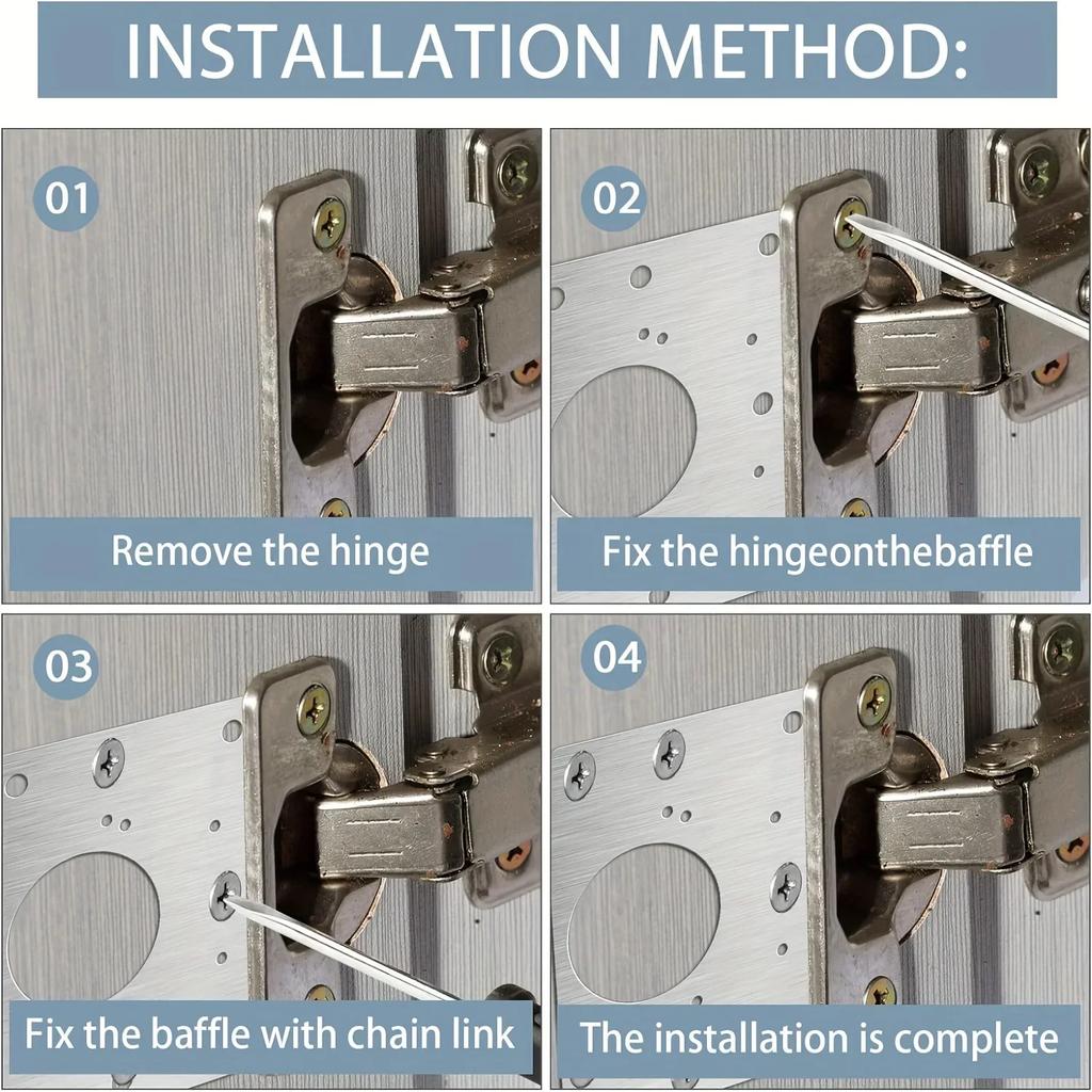 4-piece cabinet hinge repair panel, kitchen hinge repair panel kit including fixing screws, protective wooden doors, furniture
