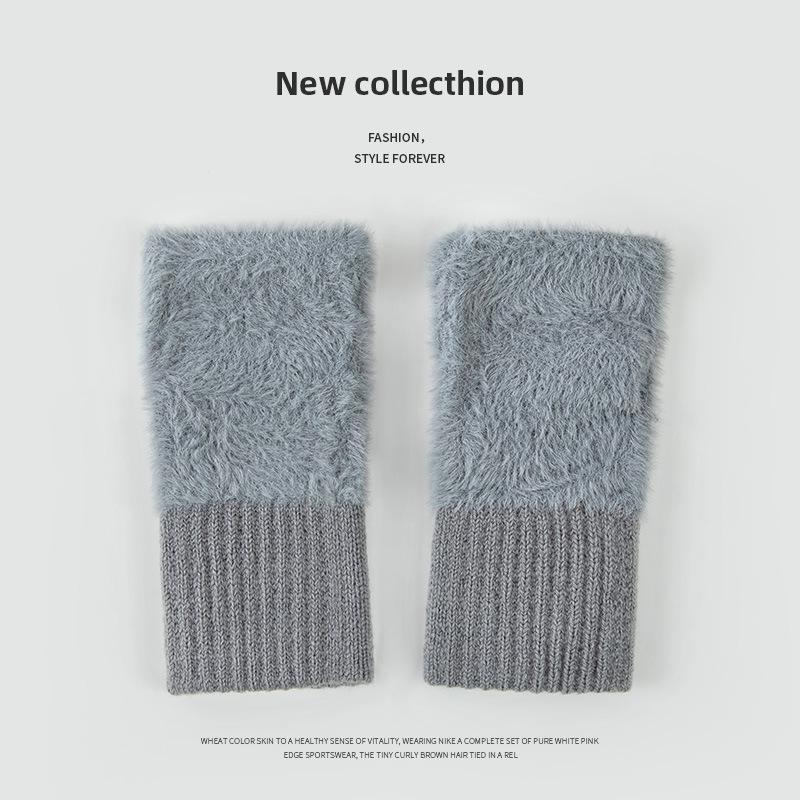 Plüsch Verdickte Fingerlose Handschuhe: Warm, Winddicht, Touchscreen-fähig mit japanisch inspiriertem Design