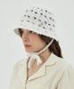 Bajal Va Curved Oval Metallic Knit Punching Bucket Hat White