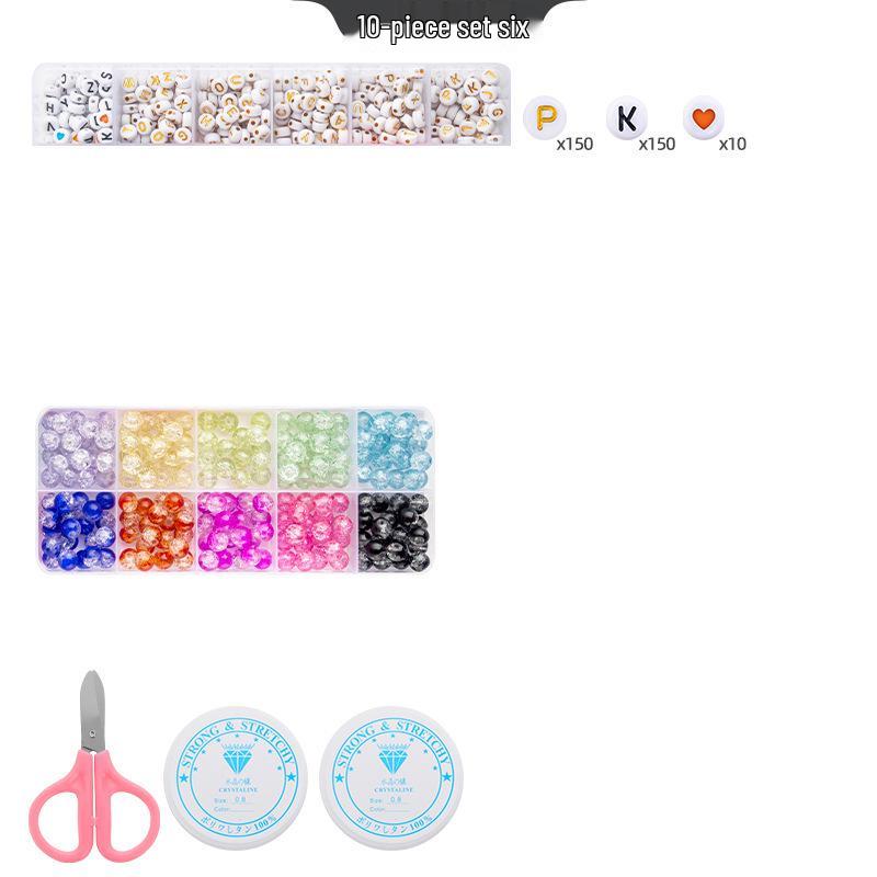 8mm Crackle Bead Bracelet Set: DIY Jewelry Flower Bead Accessories, Lampwork Crystal Loose Beads.