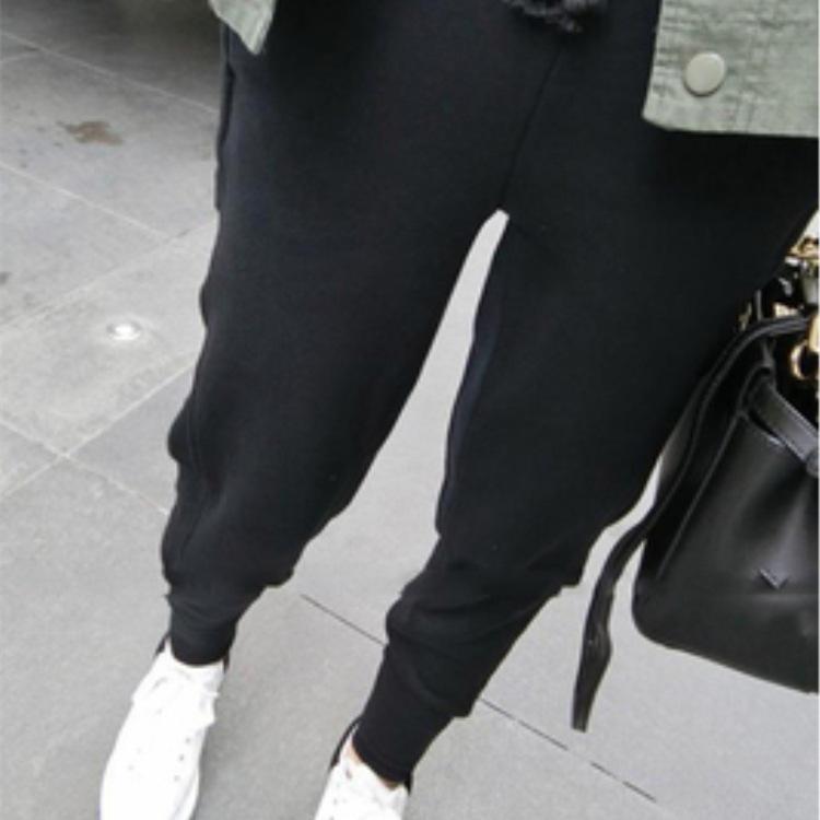 Women's Black Harem Sweatpants: 2025 Korean Style, Closed-Leg, Casual and Sporty